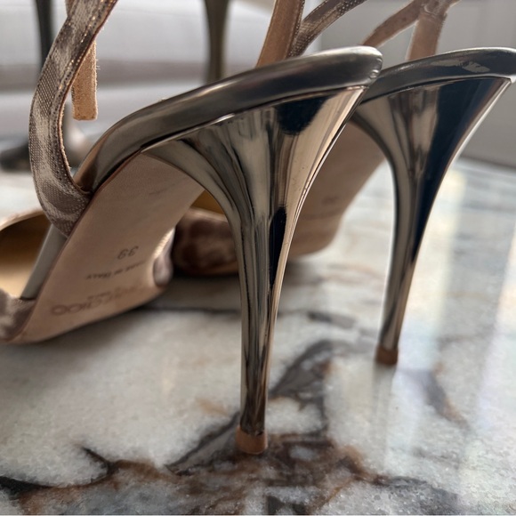 Jimmy Choo Leather Leopard Slingback Heels - Picture 5 of 9